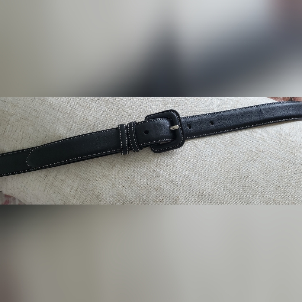 Talbots Black Leather Skinny Belt, sz XL